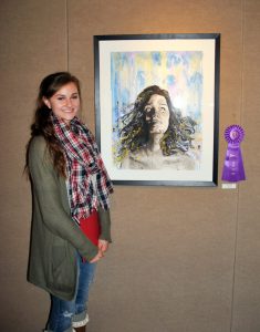 Margie Crosby with her piece that won both Best of Show and People's Choice.