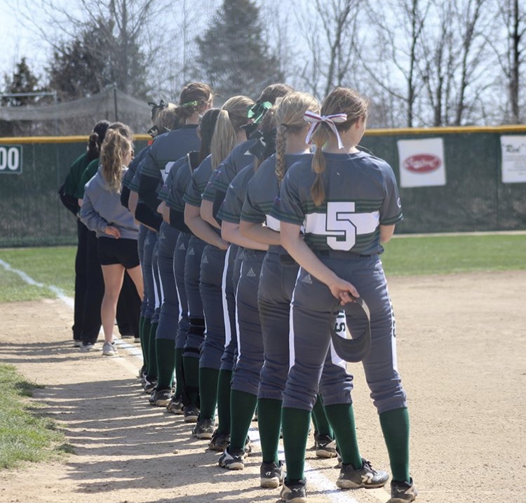 Softball Student-Athletes posing in a line