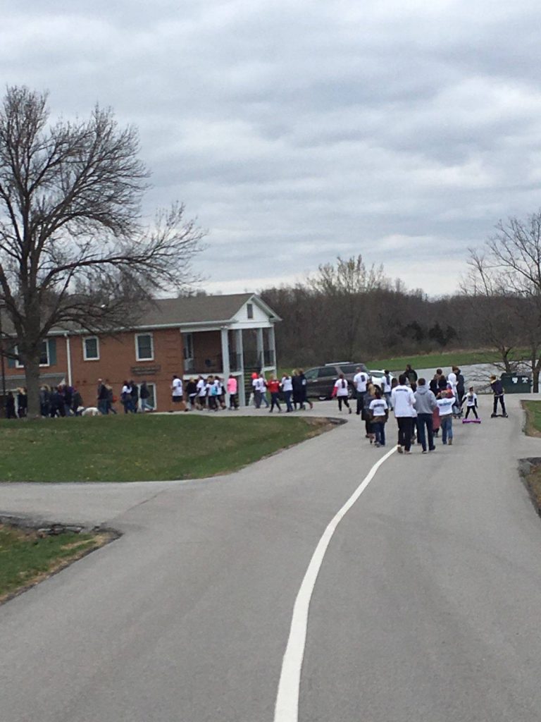 Students walking in a suicide prevention walk