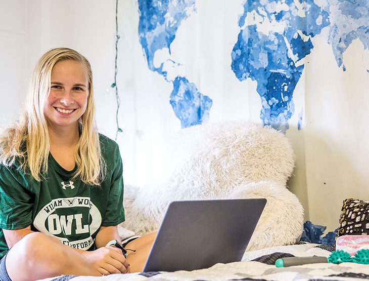 Student studying in their residence hall