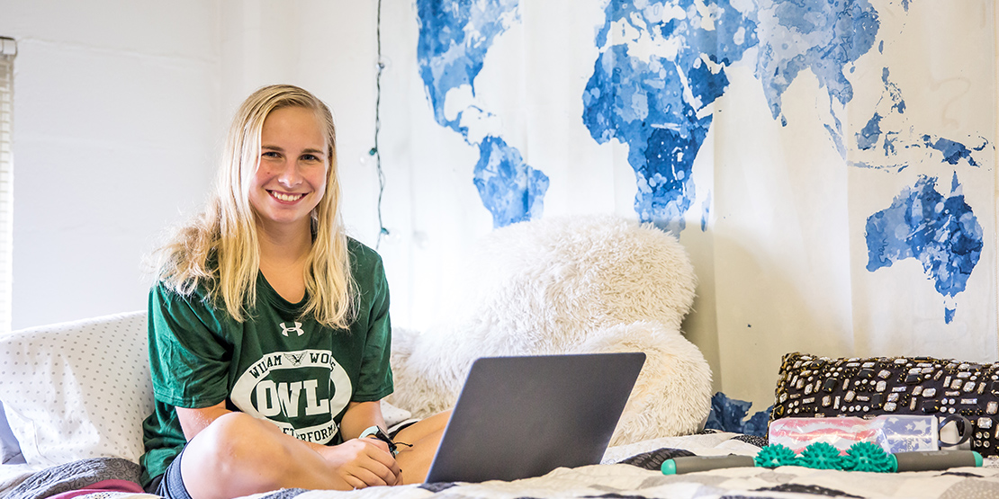 Student studying in their residence hall