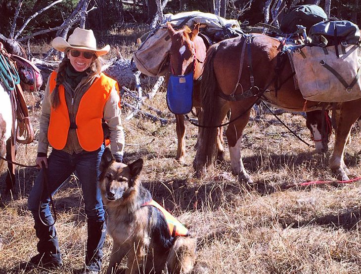 Mandy Griffey with a trail team of horses