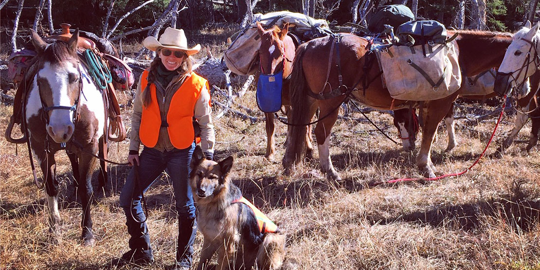 Mandy Griffey with a trail team of horses