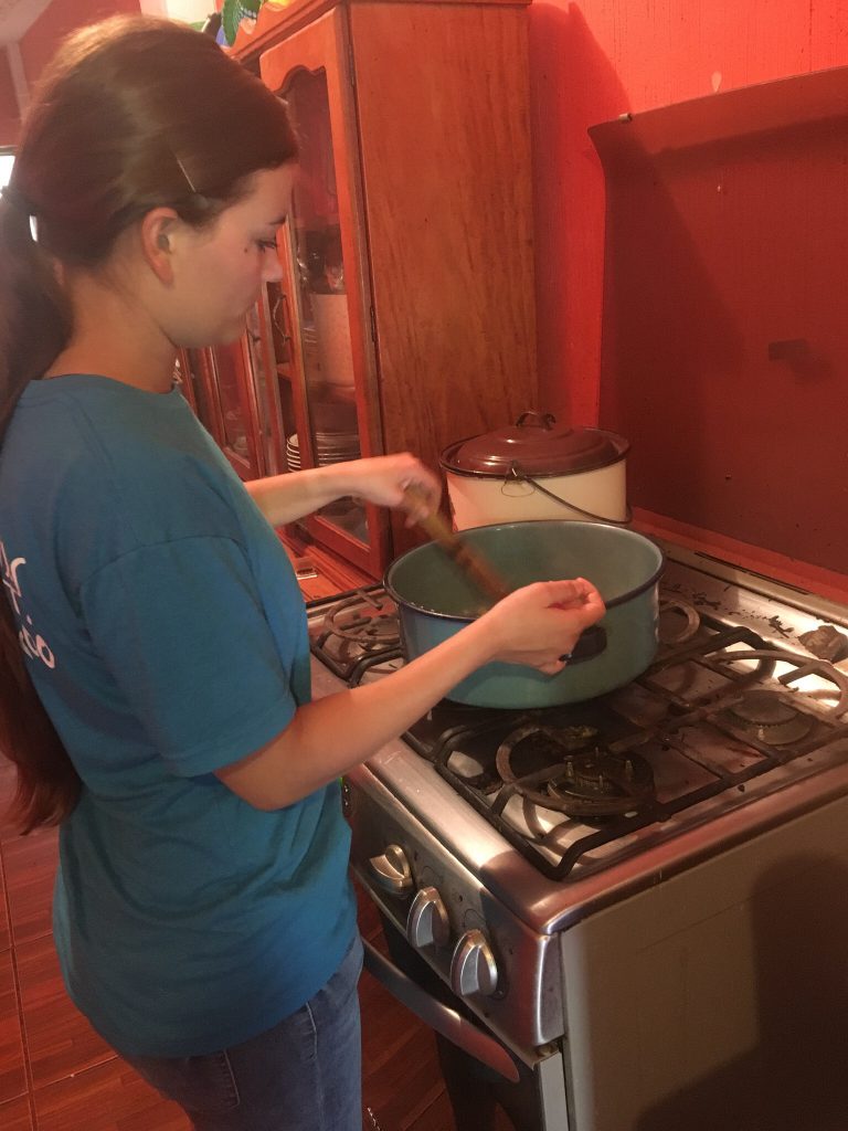 Caitlin Cook making her own meal