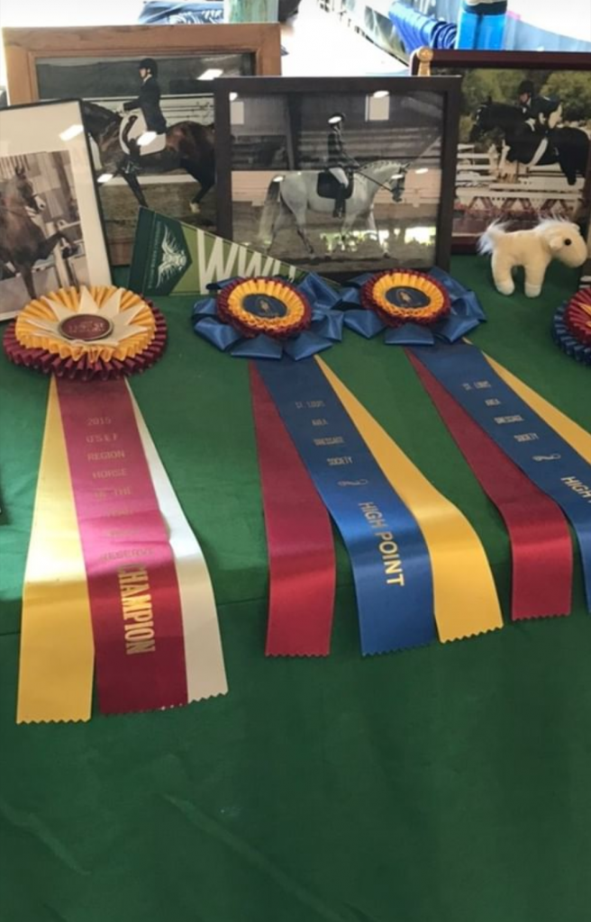 WWU booth at a college fair with horse show ribbons