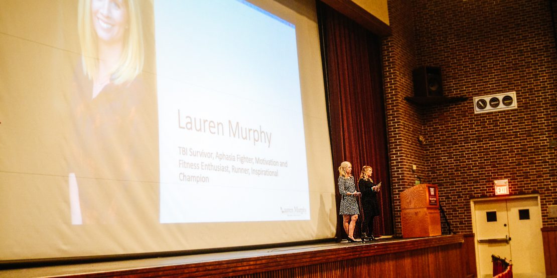 Lauren Murphy presenting in Cutlip Auditorium