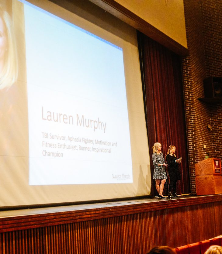 Lauren Murphy presenting in Cutlip Auditorium