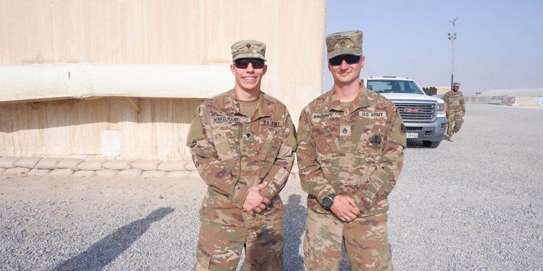 Brian Winkelmann with another member of the Army Reserve in the Middle East