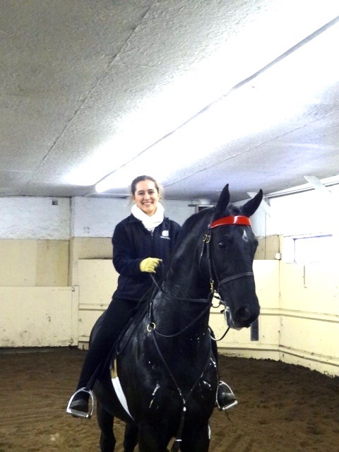 Photo of Allie aboard the stallion Callaway's Bluesman during a visit to Callaway Hills