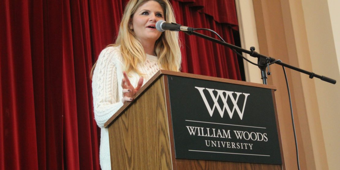 Kristina Baum speaking to WWU students