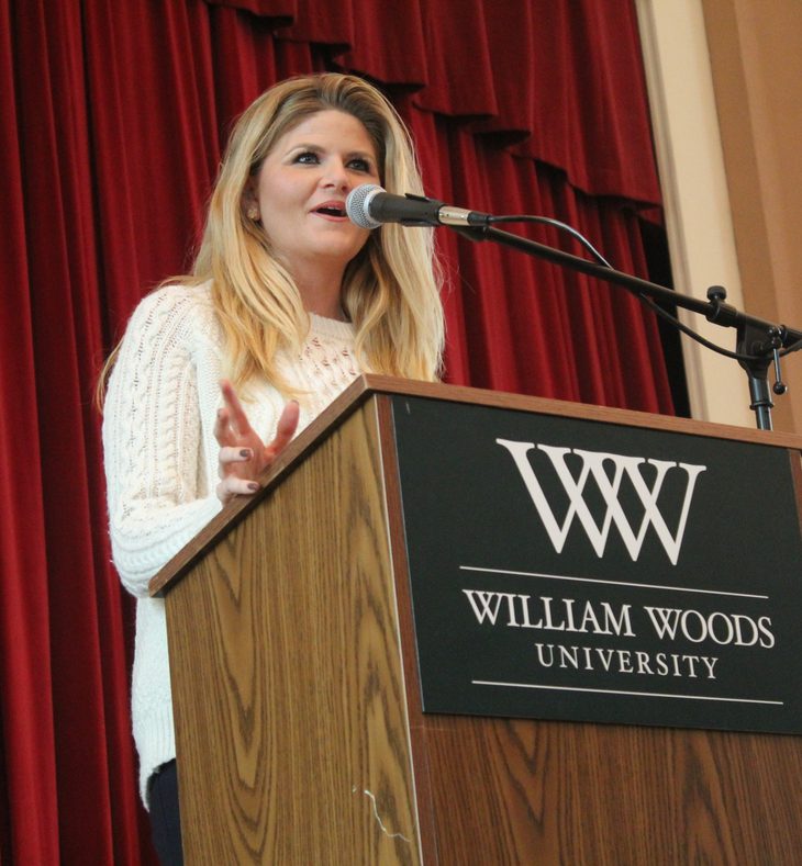 Kristina Baum speaking to WWU students