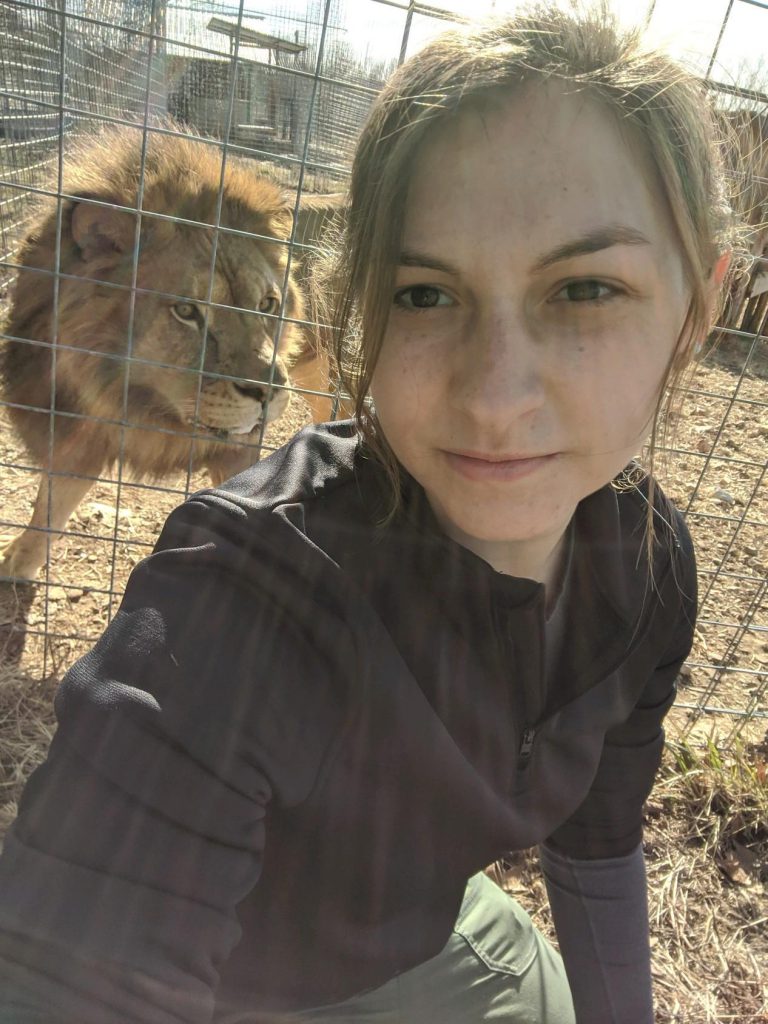 Julia with a lion