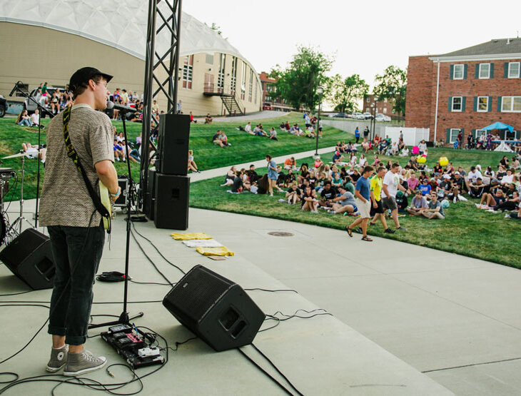 band playing on campus amphitheatre