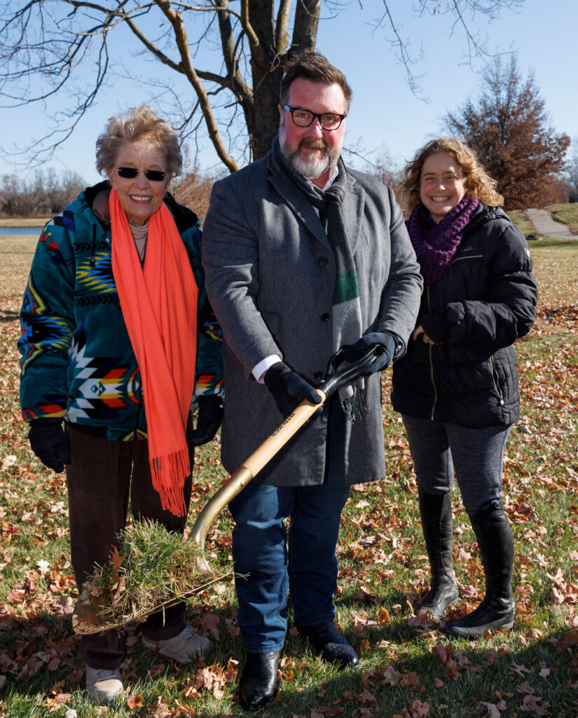 President Moreland with shovel in dirt