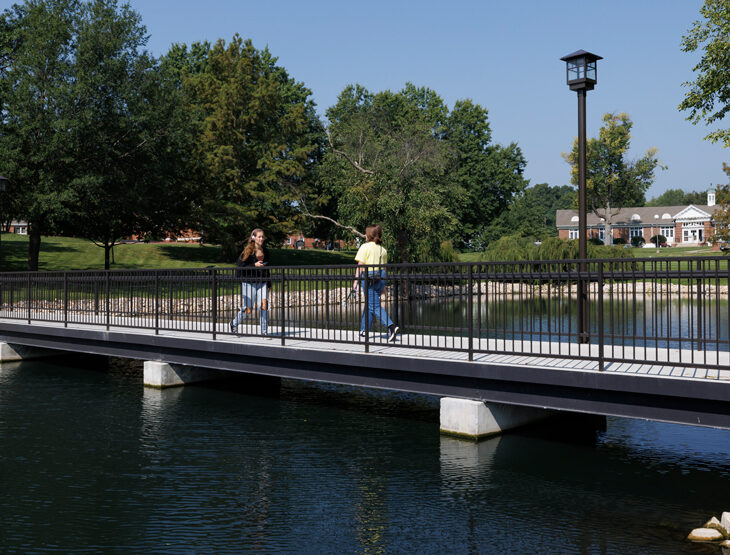 Senior Lake bridge on William Woods University campus