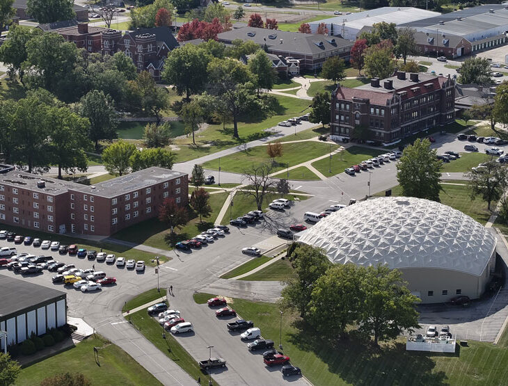 aerial shot of the William Woods University campus