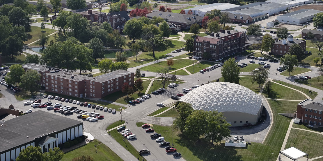 aerial shot of the William Woods University campus